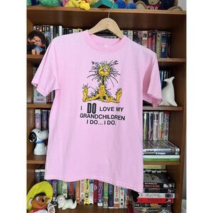 Vintage Bill the cat I do love my grandchildren pink t shirt Medium